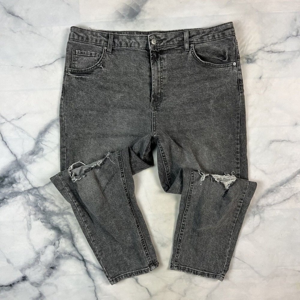 Wild Fable Highest Rise Mom Jeans Size 18 Women's Distressed Gray Straight Taper